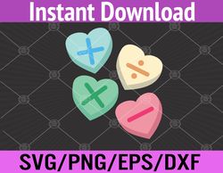 valentine's day hearts with math symbols svg, eps, png, dxf, digital download