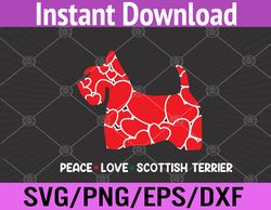 peace love scottish terrier svg, eps, png, dxf, digital download