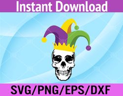 mardi gras skull jester hat funny parade  svg, eps, png, dxf, digital download