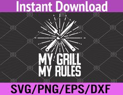 my grill my rules pitmaster bbq lover meat svg, eps, png, dxf, digital download