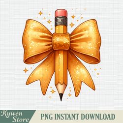 coquette teacher png, pencil coquette bow png, teacher gift, back to school png