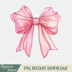 coquette pink bow watercolor girl png, pink bow png, coquette png, cute png, light pink bow png