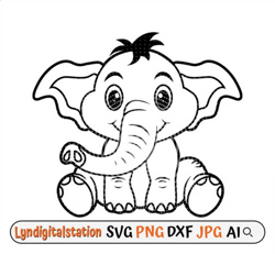 cute elephant illustration, elephant clipart, elephant svg, elephant stencil, elephant animal svg, elephant png