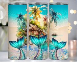 mermaid tails 20 oz tumbler wrap - summer beach tumbler digital download