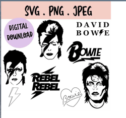 bowie svg jpeg png bundle / david bowie rock music vector / bundle of 8 images