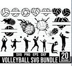 volleyball svg bundle, volleyball silhouette, volleyball heart svg, volleyball player svg, volleyball clipart, instant d