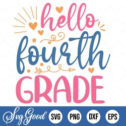 hello fourth grade svg png, retro back to school svg png, back to school shirt, 4th grade vibes, fourth grade squad