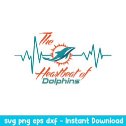 The Heartbeat Of Miami Dolphins Svg, Miami Dolphins Svg, NFL Svg, Png Dxf Eps Digital File