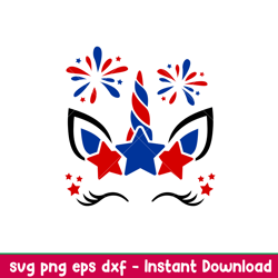 patriotic unicorn, patriotic unicorn svg, 4th of july svg, patriotic svg, independence day svg, usa svg, png,dxf,eps fil