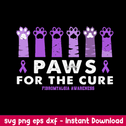 paws for the cure fibromyalgia awareness svg, fibromyalgia awareness svg, png dxf eps digital file