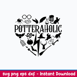 potterholic svg, harry potter potteraholic svg, png dxf eps file