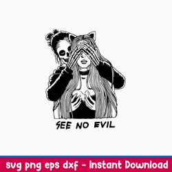 see no evil svg, evil svg, halloween svg, skeleton svg, png dxf eps file