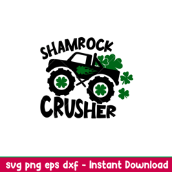 shamrock crusher truck, shamrock crusher truck svg, st. patricks day svg, lucky svg, irish svg, clover svg,png,dxf,eps f