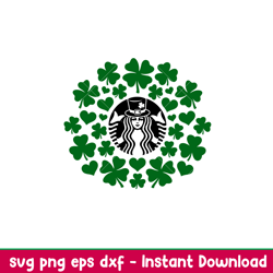 shamrock wrap, shamrock starbucks wrap svg, st. patricks day svg, lucky svg, irish svg, clover svg, png,dxf,eps file