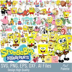 spongebob svg bundle, spongebob clipart bundle, svg, png cut files for cricut and silhouette, spongebob mega bundle