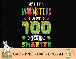 100 days of school svg, funny svg digital download, template shirt kids for 100 days, design this little monster is 100