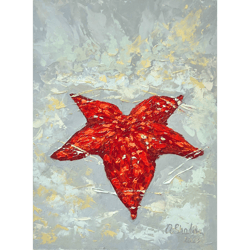 starfish painting 5,9x7,9" sea original impasto art oil painting ocean wall art palette knife art