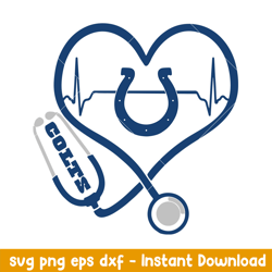 stethoscope heart indianapolis colts svg, indianapolis colts svg, nfl svg, png dxf eps digital file