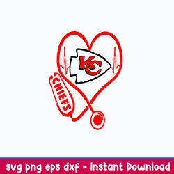 kansas city chiefs heart svg, kansas city chiefs svg, png dxf eps file