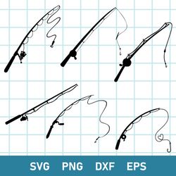 fishing pole bundle svg, fishing rod svg, fishig hook svg, fisherman svg, png dxf eps digital file