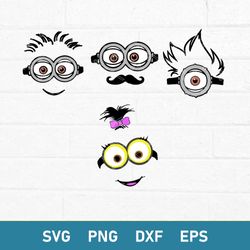 minions face bundle svg, minions svg, despicable me svg, png dxf eps digital file