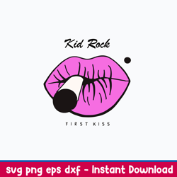 kid rock first kiss lips smoking svg, lip svg, png dxf eps file