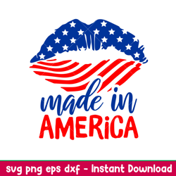 made in america lip, made in america lips svg, usa flag lips svg, america svg, png,dxf,eps file