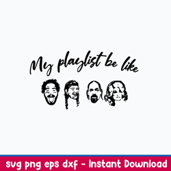 my playlist be like post malon, willie nelson , snoopdog , dolly parton svg, png dxf eps file