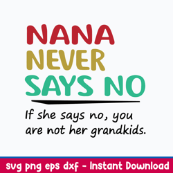 nana never says no if she says no, you are not her grandkids svg, png dxf eps file