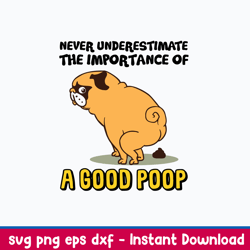 never underestimate tje importance of a dood poop svg, png dxf eps file