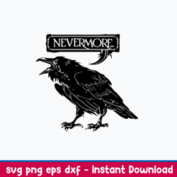 nevermore gothic raven in an ornate victorian frame svg, png dxf eps file