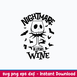 nightmare before wine svg, skellington svg, png dxf eps file