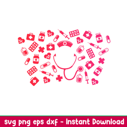 Nurse Doctor Full Wrap, Nurse Doctor Full Wrap Svg, Starbucks Svg, Coffee Ring Svg, Cold Cup Svg,png,dxf,eps file