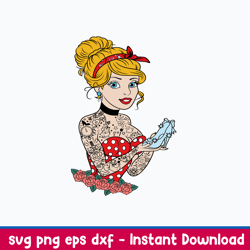 princess cinderella tattoo svg, cinderella svg, disney svg, png dxf eps file