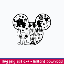 stitch ohana means family svg, cartoon stitch svg, png dxf eps file