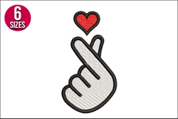 korea finger heart embroidery design file, korea finger heart embroidery design file for machine, instant download dst,