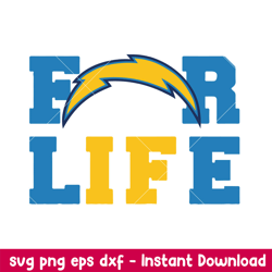 los angeles chargers for life svg, los angeles chargers svg, nfl svg, png dxf eps digital file