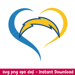 los angeles chargers heart logo svg, los angeles chargers svg, nfl svg, png dxf eps digital file