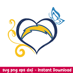 los angeles chargers heart svg, los angeles chargers svg, nfl svg, png dxf eps digital file