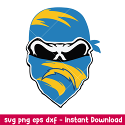 los angeles chargers skull mask svg, los angeles chargers svg, nfl svg, png dxf eps digital file