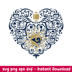 los angeles rams heart floral svg, los angeles rams svg, nfl svg, png dxf eps digital file