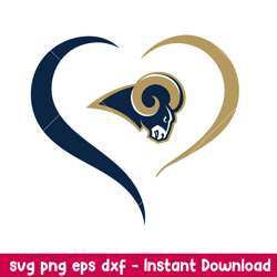 los angeles rams heart football team svg, los angeles rams svg, nfl svg, png dxf eps digital file