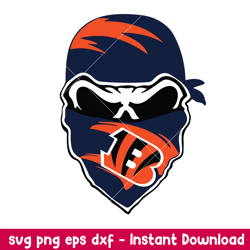 skull maks cincinnati bengals svg, cincinnati bengals svg, nfl svg, png dxf eps digital file