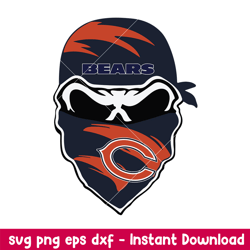 skull mask chicago bears svg, chicago bears svg, nfl svg, png dxf eps digital file