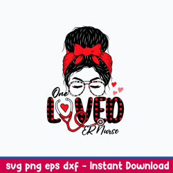 leopard messy bun one loved nursing svg, one love or nurse svg, png dxf eps file