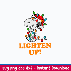 lighten up svg, snoopy claus hat svg, christmas svg, png dxf eps file