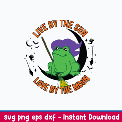 live by the sun love by the moon svg, frog svg, png dxf eps file