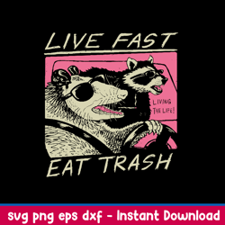 live fast eat trash svg, thrash panda svg, funny animal svg, png dxf eps file