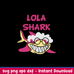 lola shark svg, shark fish pink svg, png dxf eps file