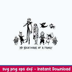 my nightmare of a family svg, skellington and sally svg, nightmare svg, png dxf eps file